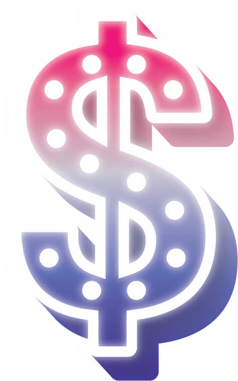 02 Symbol Pink Blue Bulb Light Dollar Currency Money